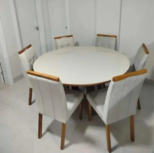 Mesa de jantar redonda 6 cadeiras