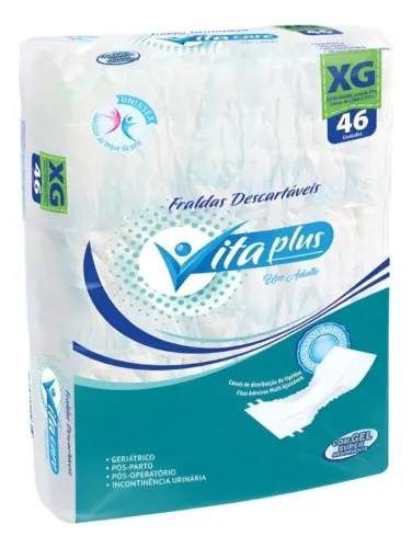 Fralda Geriátrica Adulto XG Vita Plus Care 46 Unidades Extra Grande