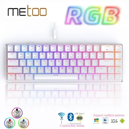 Teclado Gamer Mecânico METOO X79 Branco | Sem Fio (Tri-Mode) | Hot-Swap