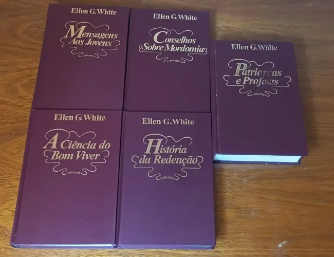 Lote 5 Livros Ellen G. White - Capa Dura Vinho Edição Clássica Rara CPB