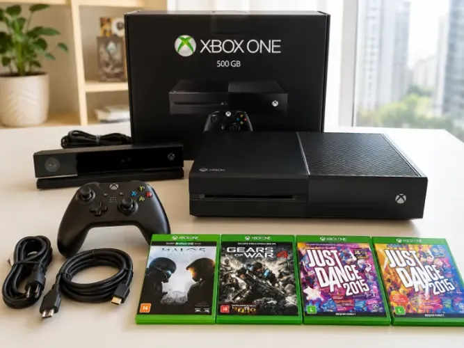 Xbox One 500GB Completo + Kinect + Halo 5 + Gears 4 + Controle