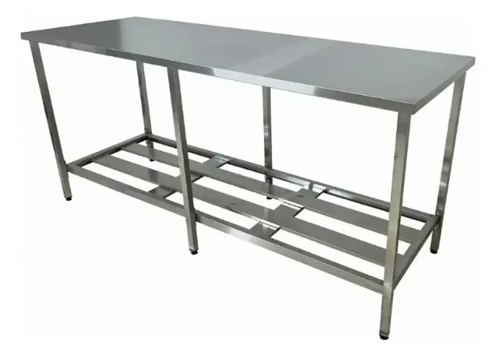 Mesa Aco Inox 1 Prateleira Fenestradas 270x60x90cm Gastromixx