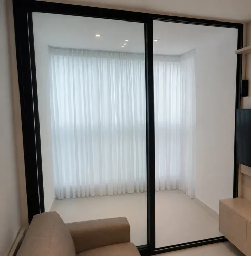 PORTA DE VARANDA NOVA EM ALUMÍNIO PRETO COM VIDRO - 2,25 x 2,60 m - LINHA PREMIUM