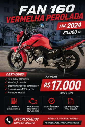 Vendo Fan 160 vermelho perolado