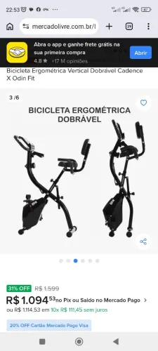 Bicicleta Ergométrica Vertical Dobrável Cadence X Odin Fit<br>