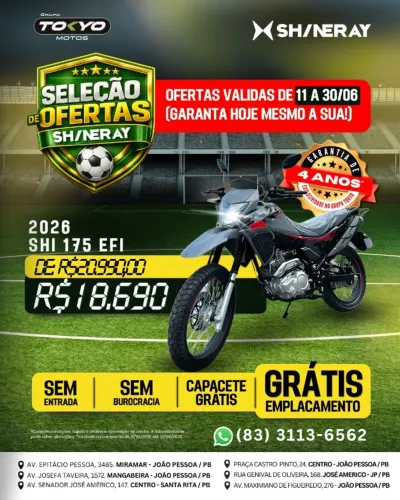 Shineray SHI 175 EFI 2026 - Financiamento Zero Entrada em até 48x