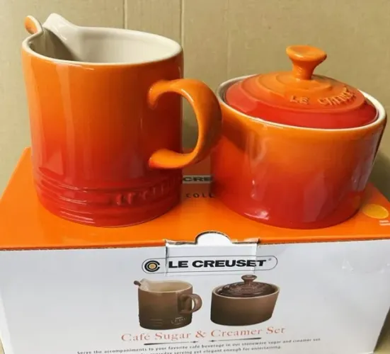 Jogo Leite Creme e Açucareiro Flame Le Creuset