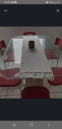 Mesa de vidro 6 Cadeiras PRA HOJE