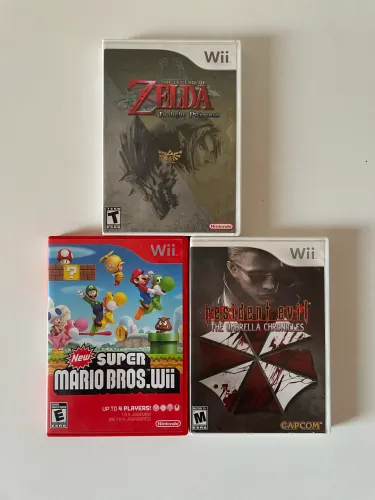Lote jogos Wii Zelda Mario Resident Evil