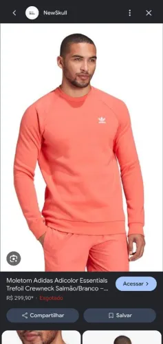 Moletom Adidas Adicolor Essentials Trefoil Crewneck Salmão