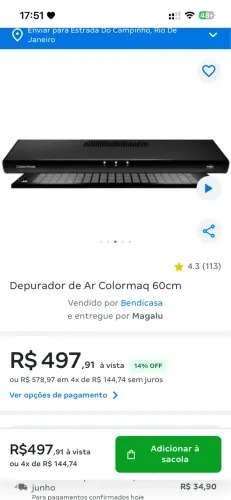 Depurador de ar 60cm Colomarq