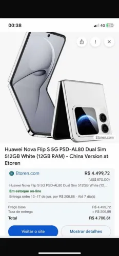 Huawei Nova Flip S 5G 512GB 12GB RAM | Impecável | Completo