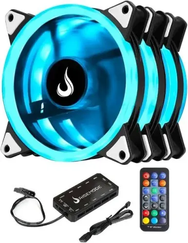 Kit 3 Fans Rise Mode RGB + Controladora