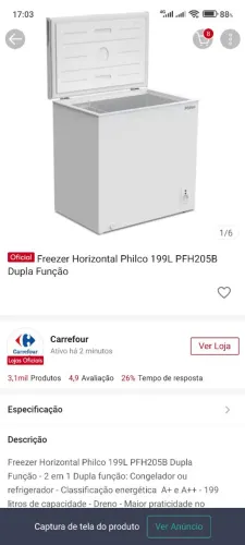 Freezer horizontal 1 porta