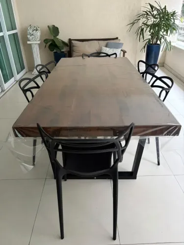 Mesa de Jantar Tok&Stok + 6 Cadeiras Pretas