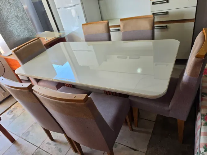 Mesa 6 cadeiras mdf vidro ótimo estado
