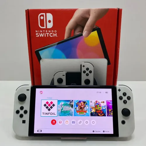 Nintendo Switch OLED 64GB + 512GB DESBLOQUEADO! (Aceito Cartão)
