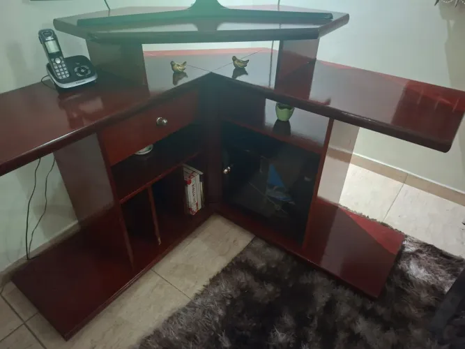 Conjunto Estante Rack + Mesa de canto + Mesa de centro de Madeira