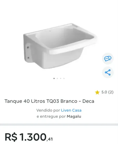 Tanque Médio 535x510mm Branco - TQ0217 - DECA