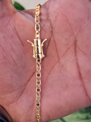 Corrente Piastrine 4mm fecho duplo 70cm Banhada a Ouro 18k