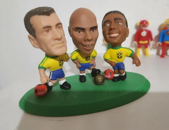 Mini craques coca cola trio, dunga , Ronaldo bola de ouro , romario