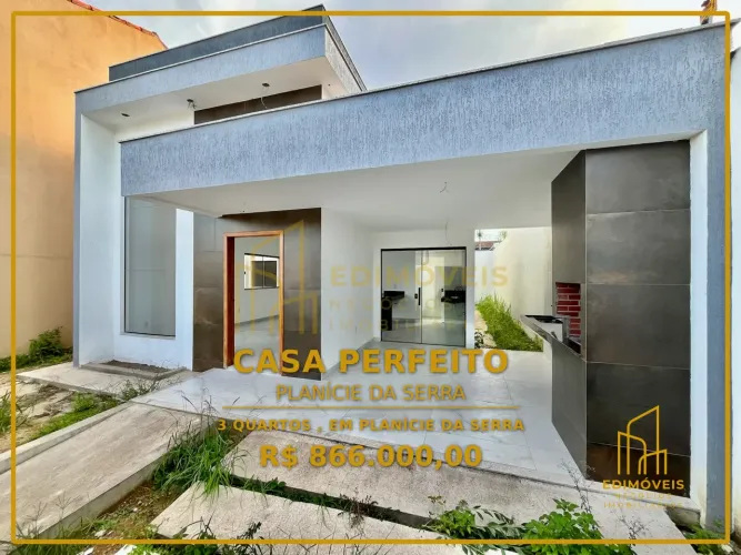 Linda Casa em Planície da Serra: 3 Quartos e Acabamento de Alto Padrão