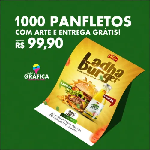 1000 Panfletos c/ Arte e Entrega Grátis Apenas R$ 99,90