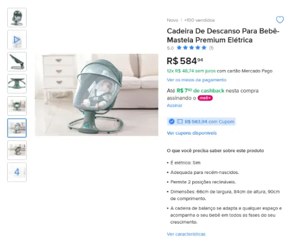 Cadeira De Descanso Para Bebê- Mastela Techno Premium Elétrica muito nova