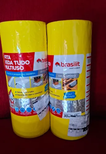 Manta Asfáltica Adesiva Alumínio Fita Veda Tudo Brasilit 30cm x 10 Metros