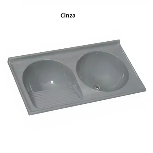 Tanque Duplo de Fibra 100x55cm para Lavanderia | Grande e Resistente