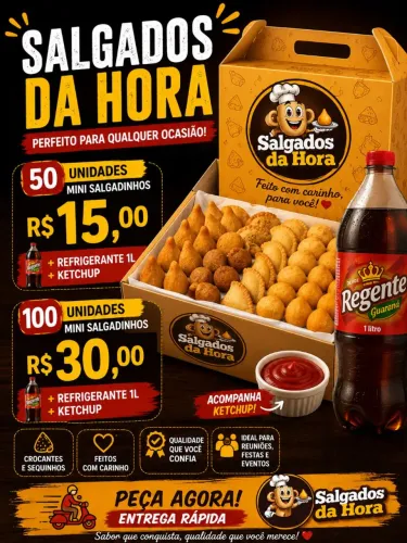 Salgadinhos na hora + refri