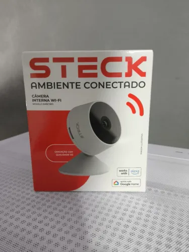 Câmera Wi-Fi Steck Interna HD Compatível Alexa e Google Home - Nova Lacrada
