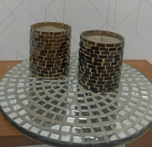 KIT par de porta-velasCentro de Mesa Decorativo e par de porta-velas