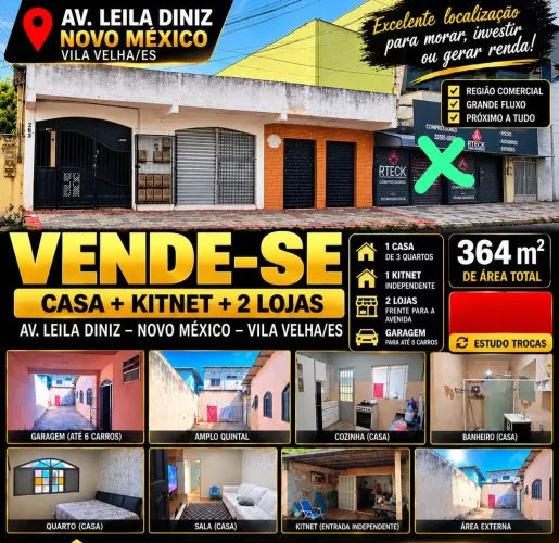 Casa + 1 kitnet + 2 pontos comerciais em novo mexico