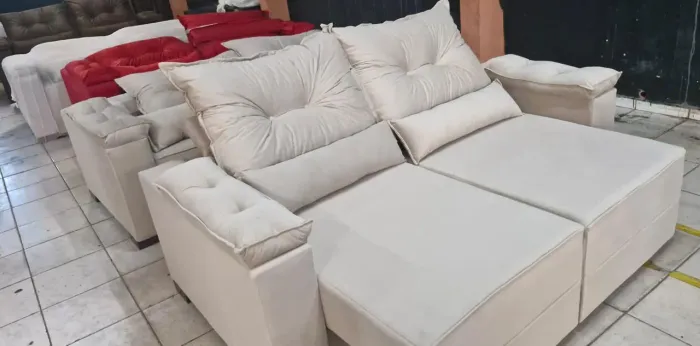 Sofás retrátil no tecido inca