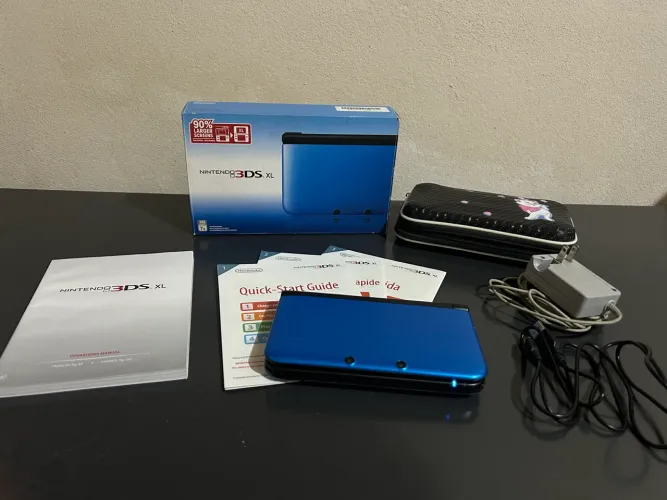 Nintendo 3DS XL Azul Desbloqueado + Caixa + SD 32 GB