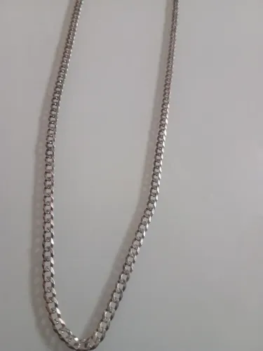 Cordão escama de peixe prata 