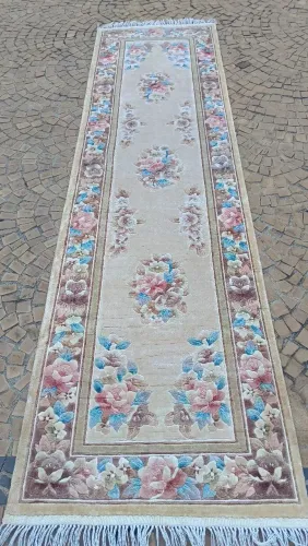 Tapete Persa Savonnerrie em seda 0,70 x 2,50