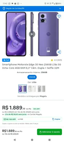 Moto Edge Neo 30 256gb Com NF Nota fiscal