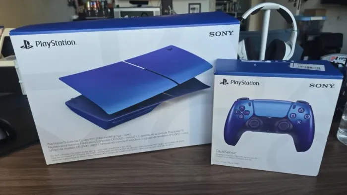 Kit Playstation 5 Slim - Chroma Indigo - Faceplate Completo + Controle - Originais