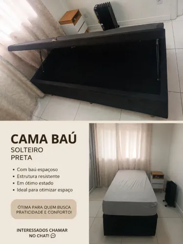 Cama baú solteiro com colchão - excelente estado