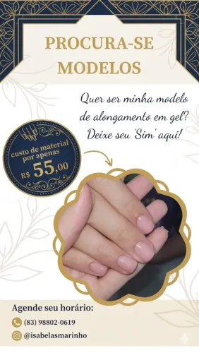 PROCURA-SE MODELO: Alongamento em Gel (Valor Promocional)