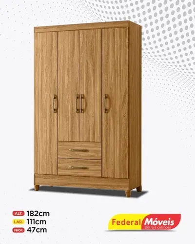 Guarda Roupa 4 Portas 2 Gavetas Direto da Fabrica Promoção