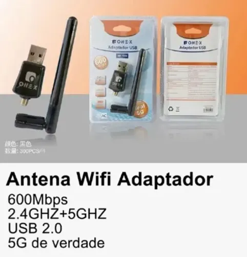 ADAPTADOR USB WI FI 600 MBPS DUAL BAND ONEX COM ANTENA