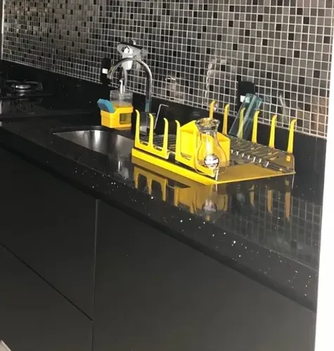 Bancada com pia inox, com cooktop de 5 bocas de vidro ! Mármore Silestone black strelar ! 