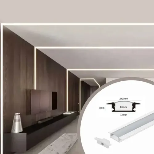 Barra 2 METROS  Perfil EMBUTIR 25X07 P/FITA COB E 240LEDS