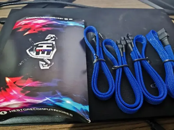 Kit 4 Cabo Sata 3 6gb/s Sleeved Pc Gamer Ssd Hd Trava Pro cores verde ou azul
