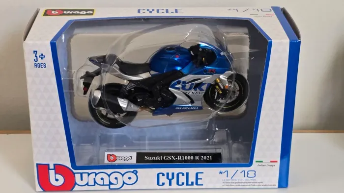 Miniatura Suzuki GSX-R1000 R 2021 escala 1/18 Burago