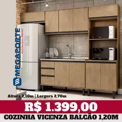 Armário de Cozinha Vicenza 4 Módulos Torre Quente (Novo) Entrega Grátis!