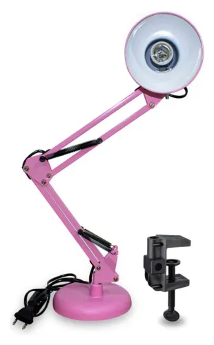 Luminária De Mesa Articulável C/ Garra P/ Escritório Rosa